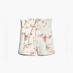 Madewell Paperbag Shorts in Paradise Toile Ivory Floral Linen Blend EUC Size 2 Photo 4