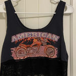 Forever 21 EUC |  women’s American biker rally motorcycle‎ crop lace trim tank S Photo 0