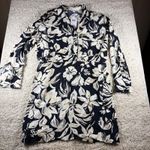 Mango MNG Floral Print Button Front Shirt Dress Black Cream XL Photo 0