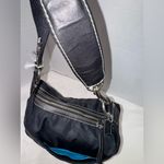 Coach Vintage Hampton 4984 Black Nylon Leather Trim Hobo Bag Purse Teal Interior Photo 10