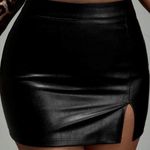 Black Leather Slit Skirt Size 4 Photo 0