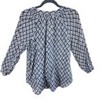 Paige  100% Cotton Revolve Sammy Diamond Pattern 3/4 Sleeve Button Up Blouse Sz L Photo 1