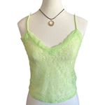 H&M size small camisole sheer light green lace tank top V-neck baby tee cropped Photo 4