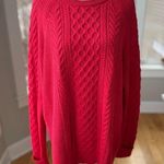 Gap Red Cotton Cableknit Shaker Knit Crewneck Fisherman Sweater Sz XL Photo 0