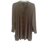 Maggie Barnes NWT  Quarter Sleeve Snap Button Olive Cardigan Sz 1X Photo 1