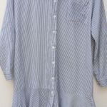 Women's Mini Dress Designed By G.O Blue & White Striped Ruffled Collared Size L Size L Photo 0