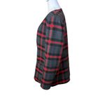 Le Suit Women's Red Gray Plaid Wool Blend Blazer Size 12 Holiday Career Party Photo 2