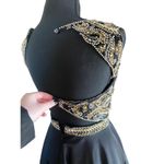 Beaded Stretch Satin Prom Homecoming Party Dress by Madeline Gardner Black SZ1 Photo 2