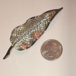 Vintage Satin Textured Silver Tone Blue CZ Rhinestone Leaf Brooch Shoulder Pin Photo 1