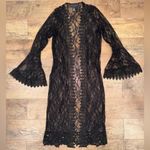 Polly & Esther Black Lace Robe/Cardigan with Bell Sleeves Photo 0