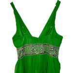 NWT Mandalay Dark Lime Green Silk Beaded Sequin Mini Evening Dress Women Size 14 Photo 6