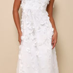 NWT Lulus Effortlessly Sweet White Tulle 3D Floral Tie Photo 0