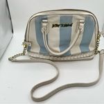 Betsey Johnson Blue and White Satchel with Gold Hardware Photo 0