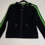 Ralph Lauren  LRL Medium Petite Black Green Trim Long‎ Sleeve Full Zip Jacket Photo 0