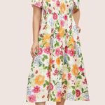 Bloomchic Floral Backless Shirred Square Neck Pocket Ruffle Hem Dress Photo 2