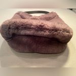 Evelyne Prelonge Faux Fur Shoulder Bag with Pom Pom and Leather Strap Handle Gray Photo 8