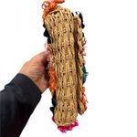 Anthropologie Raffia Straw Flower Clutch Goldtone Chain Colorful Mini Handbag Photo 3