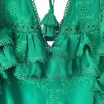 Tularosa A Line Above Green Eyelet Mini Ruffle Dress size small Photo 6