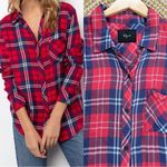 Rails  Women’s Button Down Shirt Longsleeve in Plaid Hunter Coral Indigo Size L Photo 1