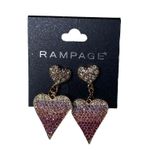 Rampage Rhinestone Heart Ombré Pink Purple Silver Earrings Brand New Valentines Photo 3