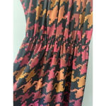 Lavender Brown  Orange Pink Burgundy Fall Houndstooth Maxi Dress Size‎ S Small Photo 1