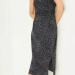 Old Navy  NWT Gray Waist Defined Leopard Print Slub Knit Cami Midi Dress Photo 0