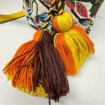 Multi Color Floral Tapestry Bucket Bag Yellow Orange Tassel Boho Crossbody Purse Photo 2