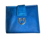 VTG Soft Blue Leather Bifold Wallet Frame Coin Pouch Ranchero Cowhide Women NWOT Photo 0