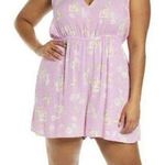 BP Women's Woven V Neck Romper Purple Anna Romper Floral Plus Size 1X NWT Photo 0