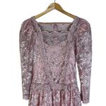 Cachet by Bari Protas Pink Lace Puff Sleeve Square Neck Midi Dress 3/4 Sleeve Size 12P Photo 1