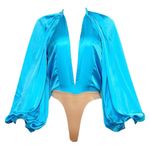 NEW THE DOLLS HOUSE Beaudelle Satin Bodysuit, Turquoise, XS Blue Photo 4