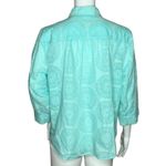 Orvis  Blouse Womens Medium‎ Green Blue Aqua Medallion Print Semi Sheer Bohemian Photo 3