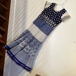 Blue and White Patterned Dress Size XL Photo 0