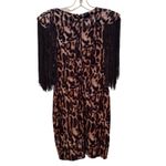 Symphony ‎ Animal Print Fringe Bodycon Mini Dress Women's Small Brown Black Retro Photo 6