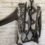 Hannah Womens L Sweater Open Cardigan Gray Southwestern Aztec Scarf Collar Size L Photo 2