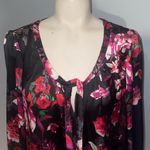Kirna Zabete for Target Black Floral Blouse top shirt long sleeve woman’s medium Photo 3