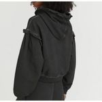 Something Navy Something Navy Taylor Ruffled Hooded Sweatshirt Charcoal Gray Crop Small Hoodie Photo 1