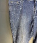 Vintage Zoey & Beth Jeans Women's Sz 2x Capri Bejeweled Crystal Rolled Hem Y2K Blue Photo 2