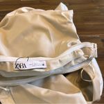 ZARA Viral Strapless Faux Leather Dress Cream Minimalist Midi Blogger Fave Sexy Photo 14