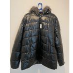 New Womens White Mark LA Puffer Hoodie Jacket with inside Backpack Straps Black Size XXL Photo 0