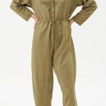 Urban Outfitters Out From Under Jayce Jacquard Jumpsuit Womens S Olive Green Satin Embossed Photo 0