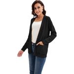 Crochet Cardigan Kimono Boho Long Sleeve Lightweight Soft Sweater Black Small Photo 1