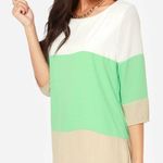 LULUS Citrus Grove Beige and Mint Shift Dress Size S Green Photo 0