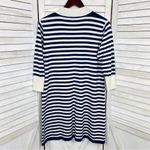 Haley and the Hound Striped Sweater Dress Crew Neck Knit Shift Blue White Medium Photo 7