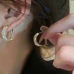 18K Gold Plated Cubic Zirconia D Letter Dangle Drop Earrings for Women Photo 3