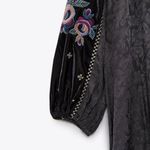 ZARA NEW EMBROIDERED MIDI DRESS GRAY LONG SLEEVE ELASTIC CUFF ASYMMETRIC SIZE S Photo 9