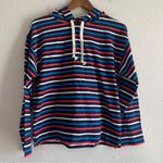 J.Crew  Women's Wide Sleeve Navy Striped Mariner Cloth Hoodie Size S Photo 0