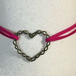 Handmade Heart Choker with Pink Faux Leather Necklace Photo 0