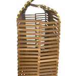 Vintage Bamboo Folding Packable Hand painted Cherry Blossom Floral Flower Purse Brown Photo 1