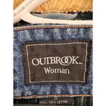 Vintage 90s Outbrook Woman Denim Field Jacket Corduroy Collar Plaid Lined 1X Blue Photo 6